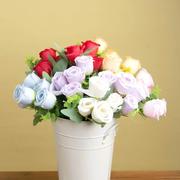 仿真玫瑰花束客厅假花装饰摆设，情人节塑料，把花单枝干花插花瓶摆件