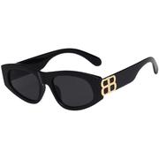 双欧美风三角猫眼太阳镜，潮凹造型时尚街拍超黑墨镜女