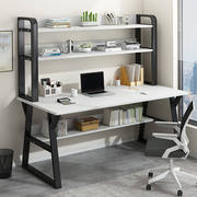 普派电脑桌台式家用书桌书柜组合简约办公桌子学生学习桌子暖白色