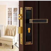 新中式全铜室内门锁 简约款纯铜音D锁静家仿古实木卧室门用房间锁