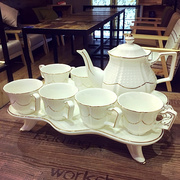 家用欧式骨瓷咖啡杯套装英式高复古(高复古)茶道茶具，创意陶瓷杯轻奢花茶杯