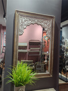 摩洛哥风格墙面装饰挂镜木质，做旧雕花镜子土耳其镂空窗花壁挂