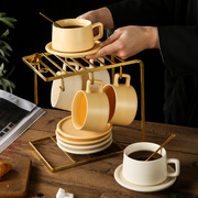 咖啡杯套装北欧ins创意简约下午茶咖啡杯碟哑光水杯家用陶瓷杯子