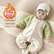 婴儿冬季加厚连体衣宝宝，保暖长袖哈衣儿童，加绒加棉衣新生儿外出服
