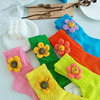 春夏季糖果色立体花朵中筒袜子女ins潮布艺重工可爱彩色个性饰品