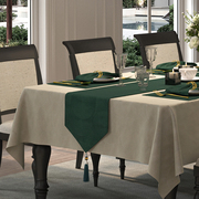 现代简约桌旗长条岩板餐桌布轻奢高端样板间墨绿色防水茶席定制