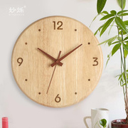 木头挂钟北欧实木客厅家用挂墙原木风时钟钟表木制挂表日式奶油风