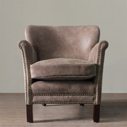 美式皮艺沙发头层牛皮，创意复古全皮沙发椅休闲办公椅小户型