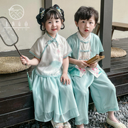 儿童汉服2023夏装中国风童装男童，女童古装表演服超仙唐装民族风5