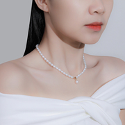 天然淡水珍珠简约项链时尚气质设计锁骨锁骨链复古小众高级颈链女
