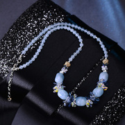 晶柜天然海蓝宝水晶项链，女短款锁骨链潮网红颈链，饰品简约气质礼物