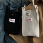 迷你韩系简约纯色手机包斜跨女包学生针织零钱包女包小巧轻便包包