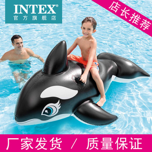 intex戏水大黑鲸坐骑，泳圈儿童充气座骑水上玩具，游泳装备辅助工具