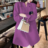2024春季大码女装紫色西装外套，韩版胖mm宽松高级感中长款西服