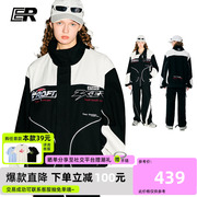 er复古痞帅机车服套装，2023秋季美式潮牌情侣街头炸街宽松上衣