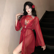 新中式女装汉服成人2023红色色搭配的上衣，显瘦半身裙套装