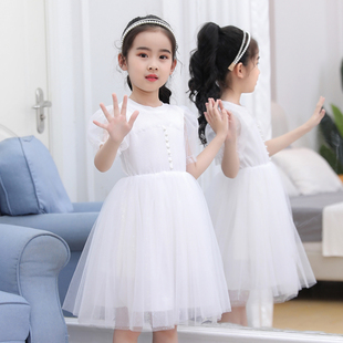 2023女童连衣裙夏装蓬蓬，纱裙白色泡泡，袖仙女裙子小女孩公主裙