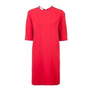 香港直邮Gucci古驰女士连衣裙红色后背拉链圆领短袖鲜艳个性