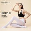 Ms.Myland2024女紧身打底内外穿学生百搭白色蕾丝边九分裤袜