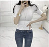 2020韩国夏装弹力紧身显胸白色上衣女弹力修身贴身基础款短袖T恤