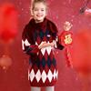 女童菱格毛衣洋派拜年服大童，10-12岁冬装红色，儿童上衣加绒针织衫
