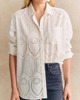 法式小众24年复古纯棉刺绣镂空宽松长袖衬衫夏季防晒衫外套