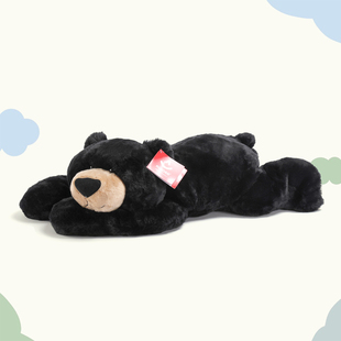正版吾卢拉黑色趴趴熊抱枕男生款睡觉床上超柔软安抚狗熊毛绒玩具