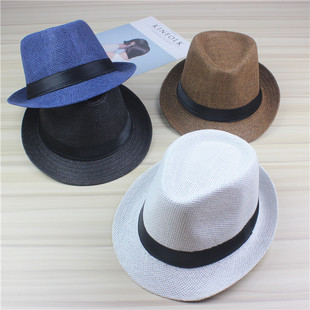 韩版遮阳帽英伦帽女男士草帽，礼帽爵士帽大头围，情侣沙滩帽子亲子帽