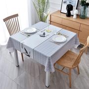 正方形四方桌布方桌餐桌布家用台布防水防油免洗pvc格子清新北欧