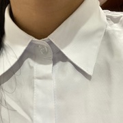 白条纹衬衣女长袖春秋浅蓝衬衫平领短袖上班加大码工作服职业正装