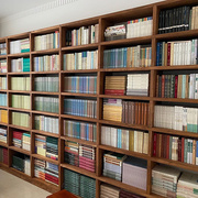 满墙书柜定制客厅整墙全实木书架落地格子架置物架老榆木原木书架