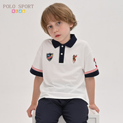 Polo Sport男童Polo衫短袖t恤夏季2023儿童翻领中大童装半袖