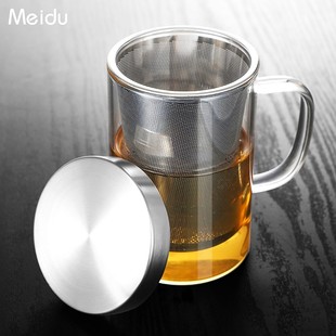 茶水分离杯泡茶杯办公室带把手，过滤茶叶大容量创意玻璃喝水杯子