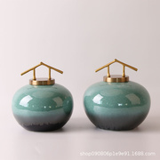 中式新古典(新古典)陶瓷罐，摆件家居玄关家具城，博古架摆设软装样板房装饰品