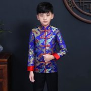 儿童唐装男童套装，中国风演出服男花童，主持人礼服中式