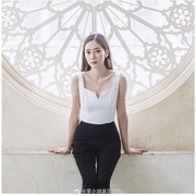 泰国Sharya 黑白拼接显高显瘦修身连体长裤