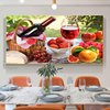 餐厅装饰画轻奢晶瓷镶钻墙壁画，现代简约水果，酒杯挂画单幅横版