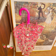 女童伞可爱草莓宝宝透明伞小学生轻便长柄伞拍照轻便儿童伞2-8岁
