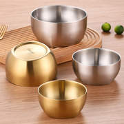 韩式304不锈钢米饭碗双层防烫汤碗儿童吃饭碗商用金色料理泡菜碗