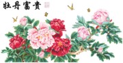 印花中式现代dmc纯棉，十字绣套件客厅，花卉植物牡丹富贵花开