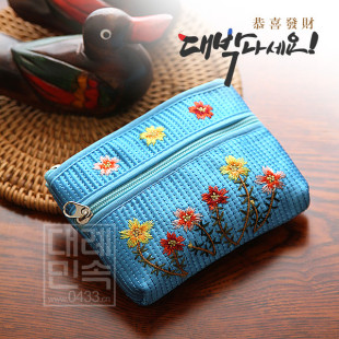 朝鲜布艺刺绣零钱包交通卡包韩国民俗手工艺旅游纪念品P01306