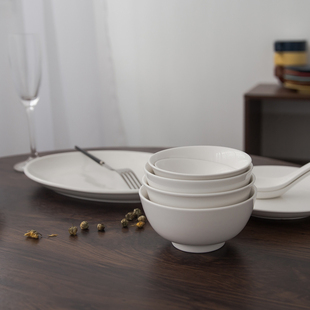 家用纯白餐具陶瓷碗盘碟适用微波炉洗碗机无铅透明釉高温德化白瓷