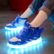 灯闪光儿童发光鞋鞋运动板鞋USB鞋led女童男童夜光七彩亮翅膀充电
