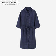 Marc O'Polo/MOP女亚麻气质系带裙子七分袖中长款衬衫连衣裙