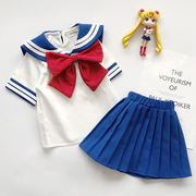 女童美少女战士衣服儿童套装两件套水手服，学院风洋气百褶裙女宝宝