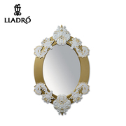 lladro雅致瓷器西班牙进口艺术品陶瓷镜子巴洛克椭圆镜(白/金)X