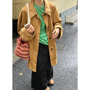 小众表妹2024年秋冬风，衣女短款vintage日式复古麂皮绒短外套