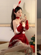 圣诞节兔女郎毛毛礼服套装裙cos服性感女仆装制服圣诞女主题战袍