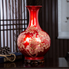 景德镇陶瓷器花瓶摆件中国红色擦花现代中式家居，客厅电视柜装饰品