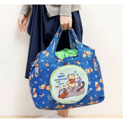 日本维尼熊大容量折叠购物袋抽绳收纳单肩包环保袋卡通野餐包